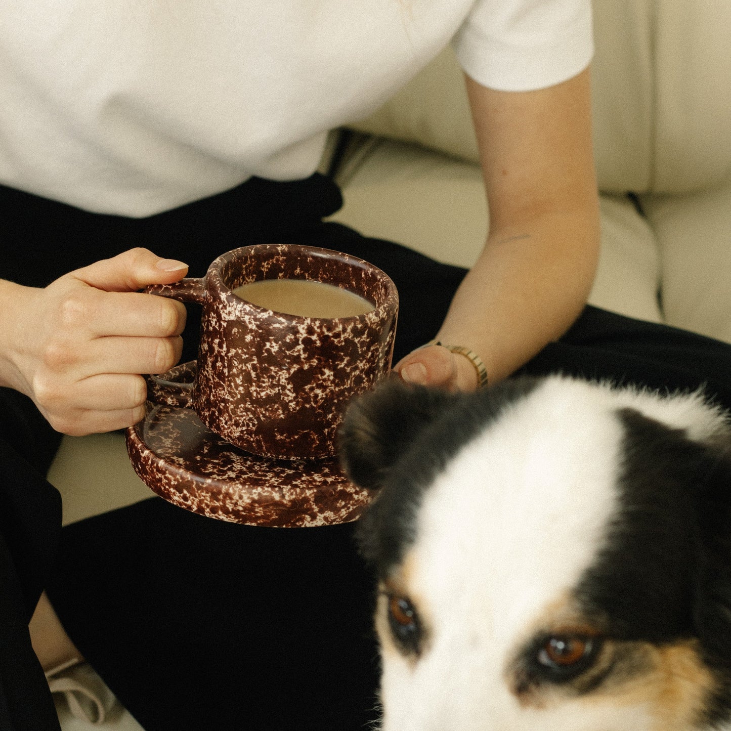 Handmade ceramic coffee mug, brown, burgundy, artisan made cup, stoneware mug