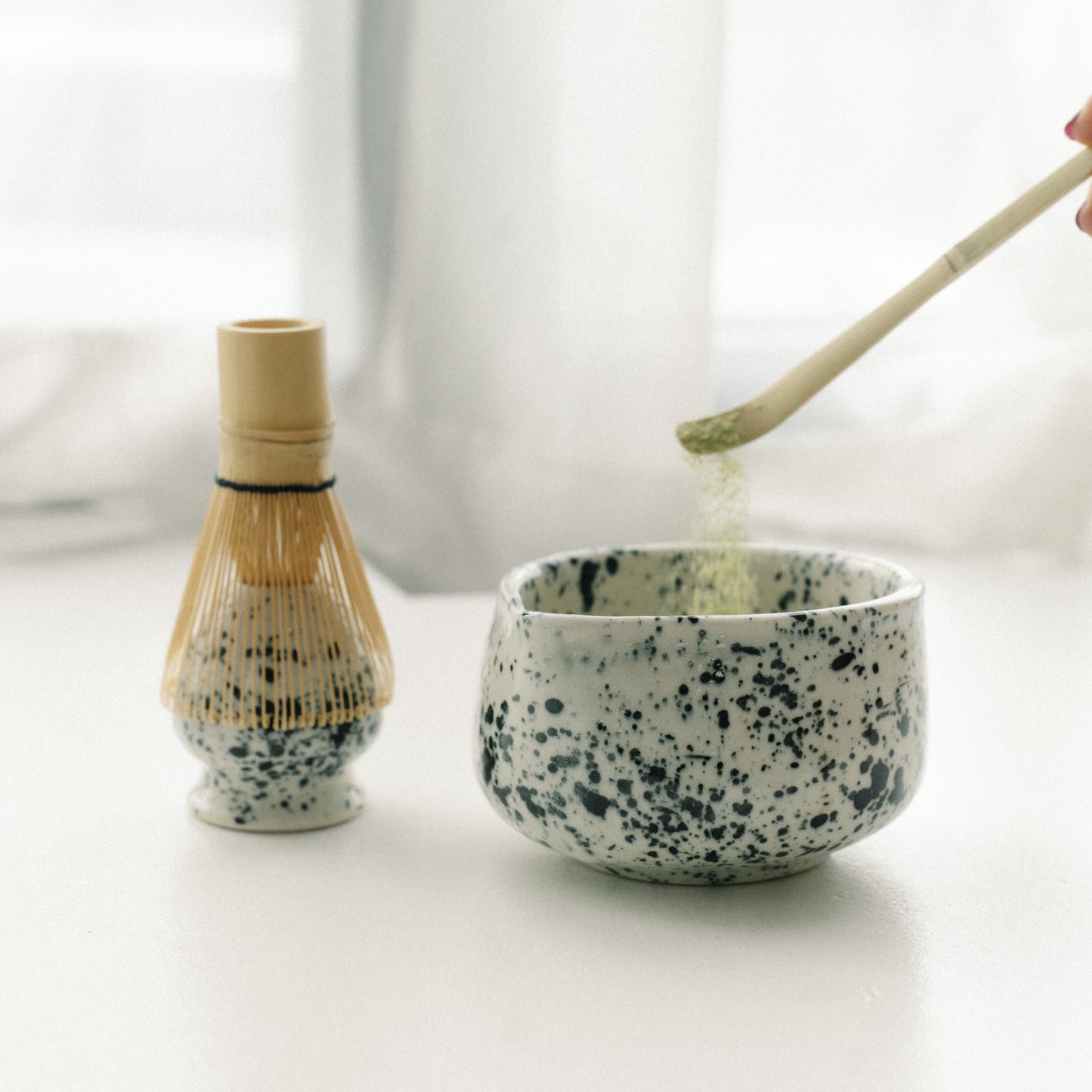 Matcha bowl and whisk holder, handmade ceramic matcha set