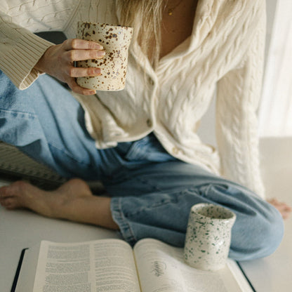 Handmade ceramic coffee and matcha cup, casa azua