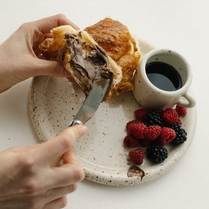 handmade ceramic plate, stoneware, large dinner plate, modern, gustaf westman plate, casa azua, artisan made plates, tableware, tabletop decor