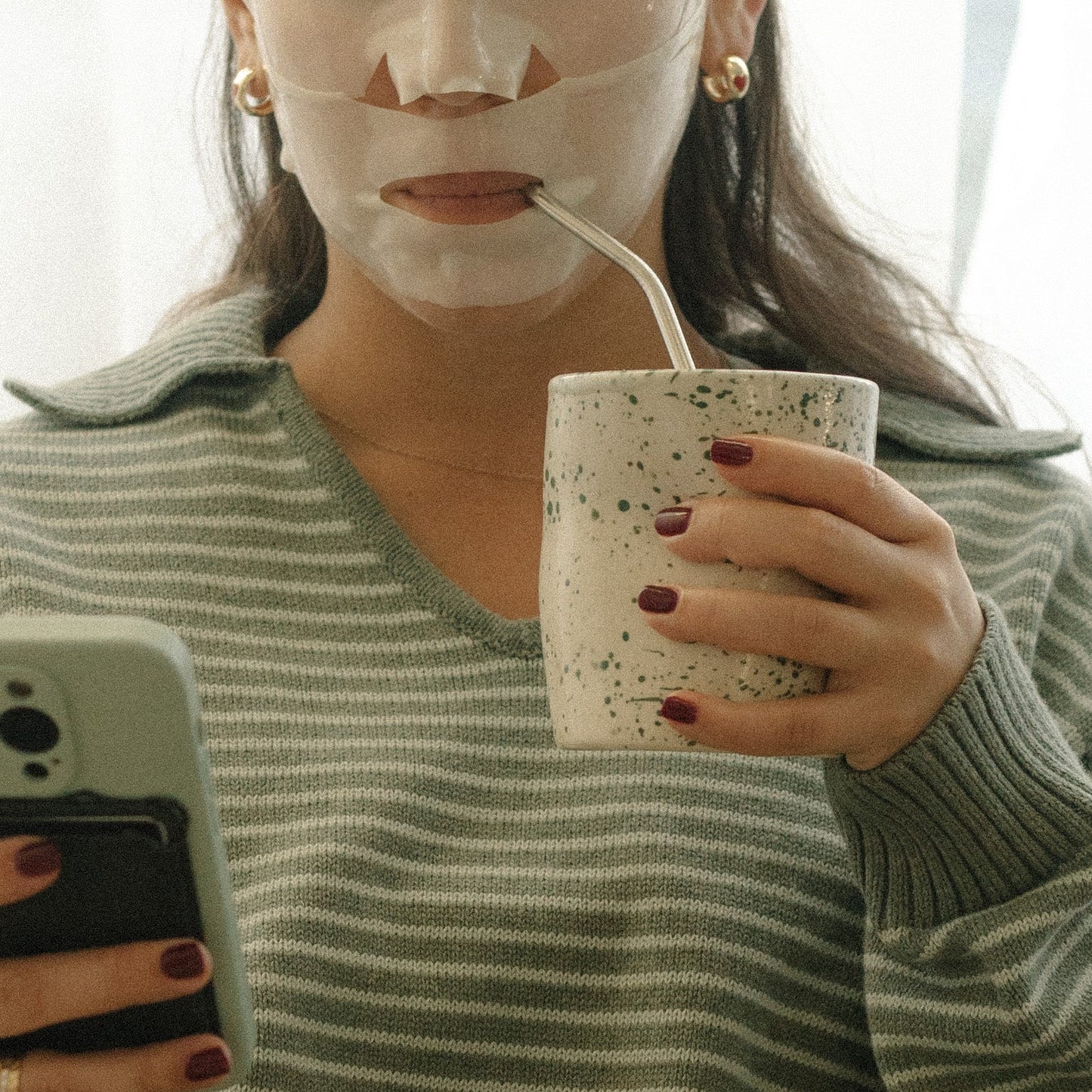 Handmade ceramic coffee cup, iced latte cup, 16 oz cup, stoneware, pink ceramics. Casa Azua.