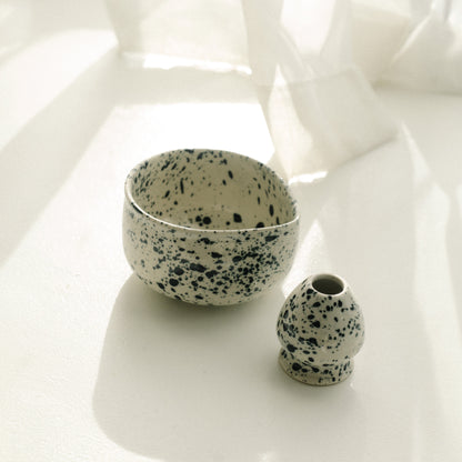 Handmade ceramic matcha bowl and whisk holder, cool matcha set.